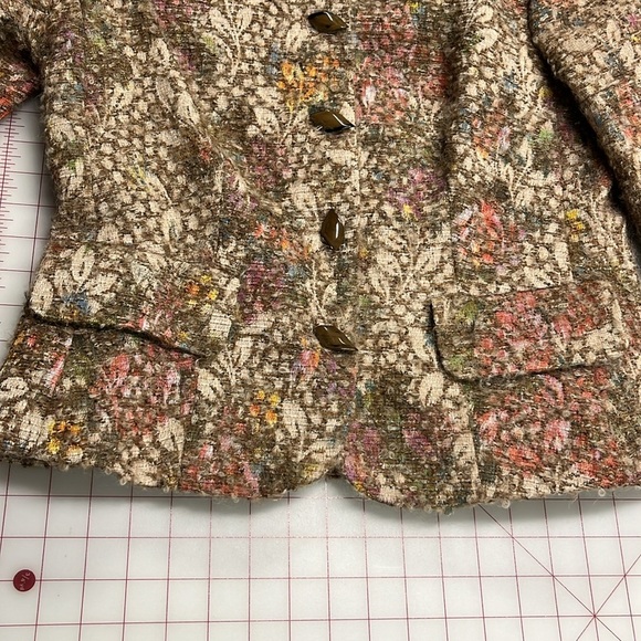 Z BY ZELDA Tapestry Floral Boucle Unique Buttons 2 Pocket Shirt Collar Blazer 8 - Picture 5 of 16